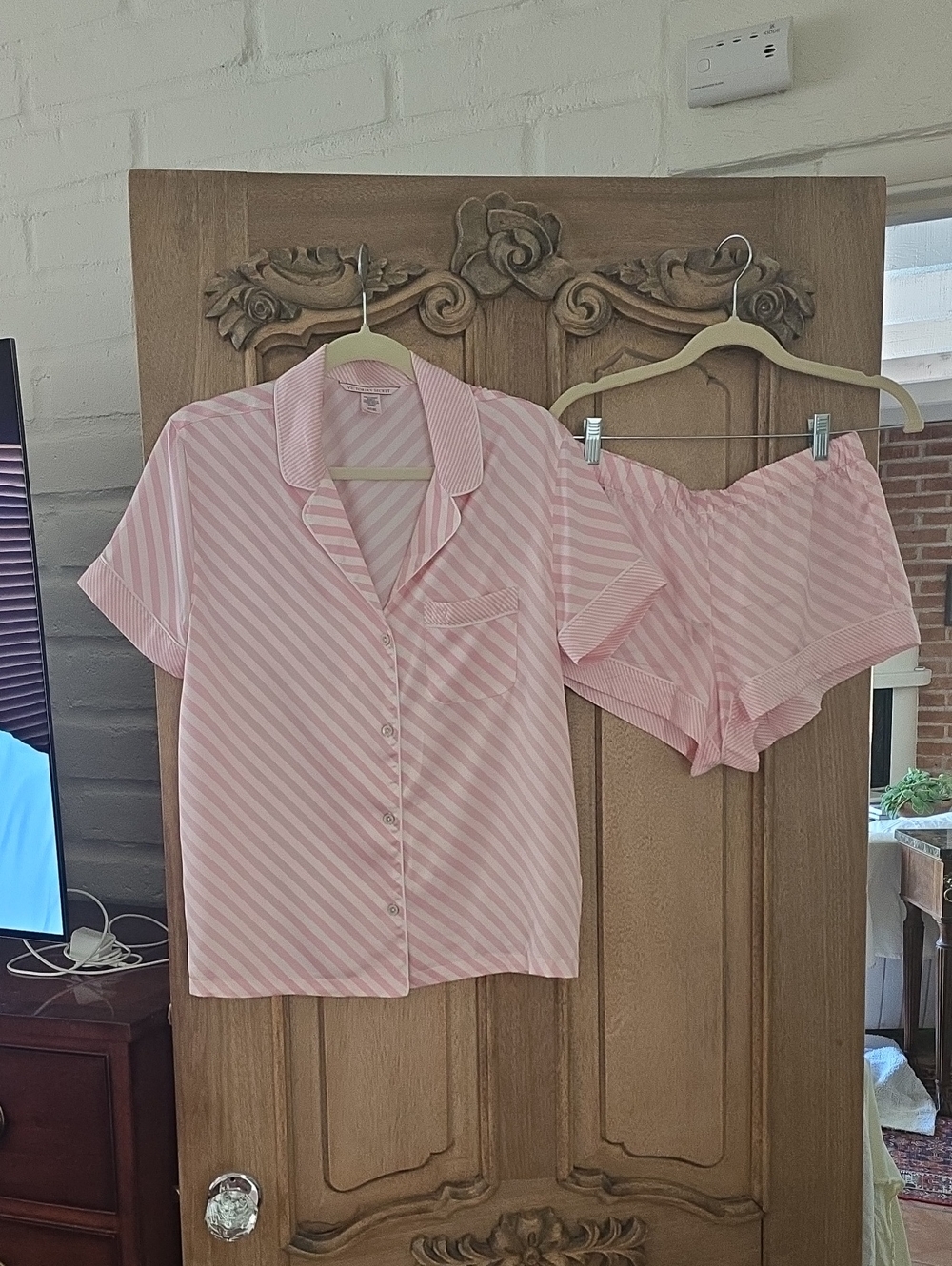 Victoria's Secret Pink Striped Short Sleeve Pajama Set
